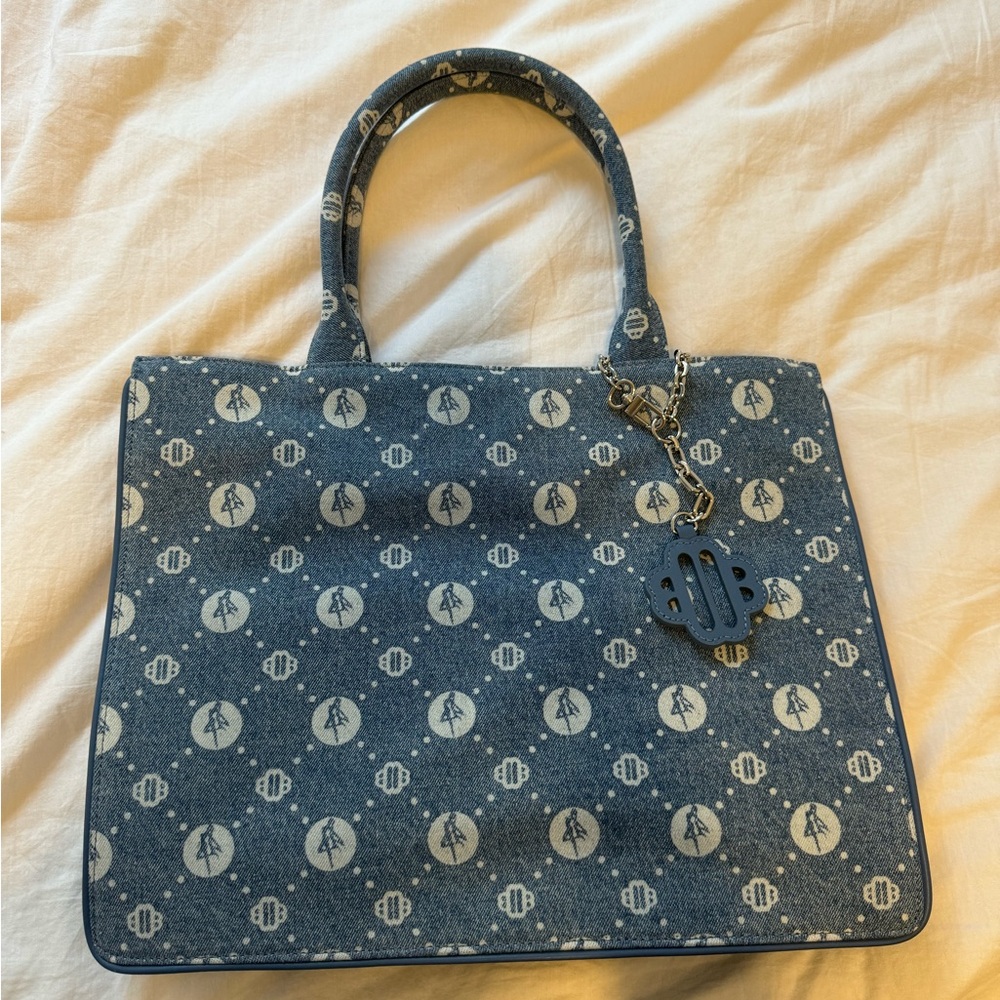 Maje denim patterned tote bag